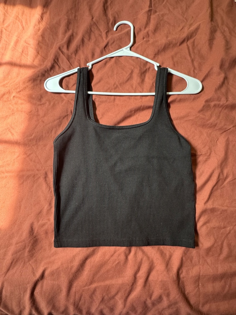 Hollister Black Ribbed Square-Neck Crop Tank